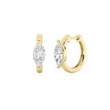 1.5Cttw Marquise Shaped Lab Grown Diamond (F/VS) Solitaire Huggie Earrings in 14K Gold