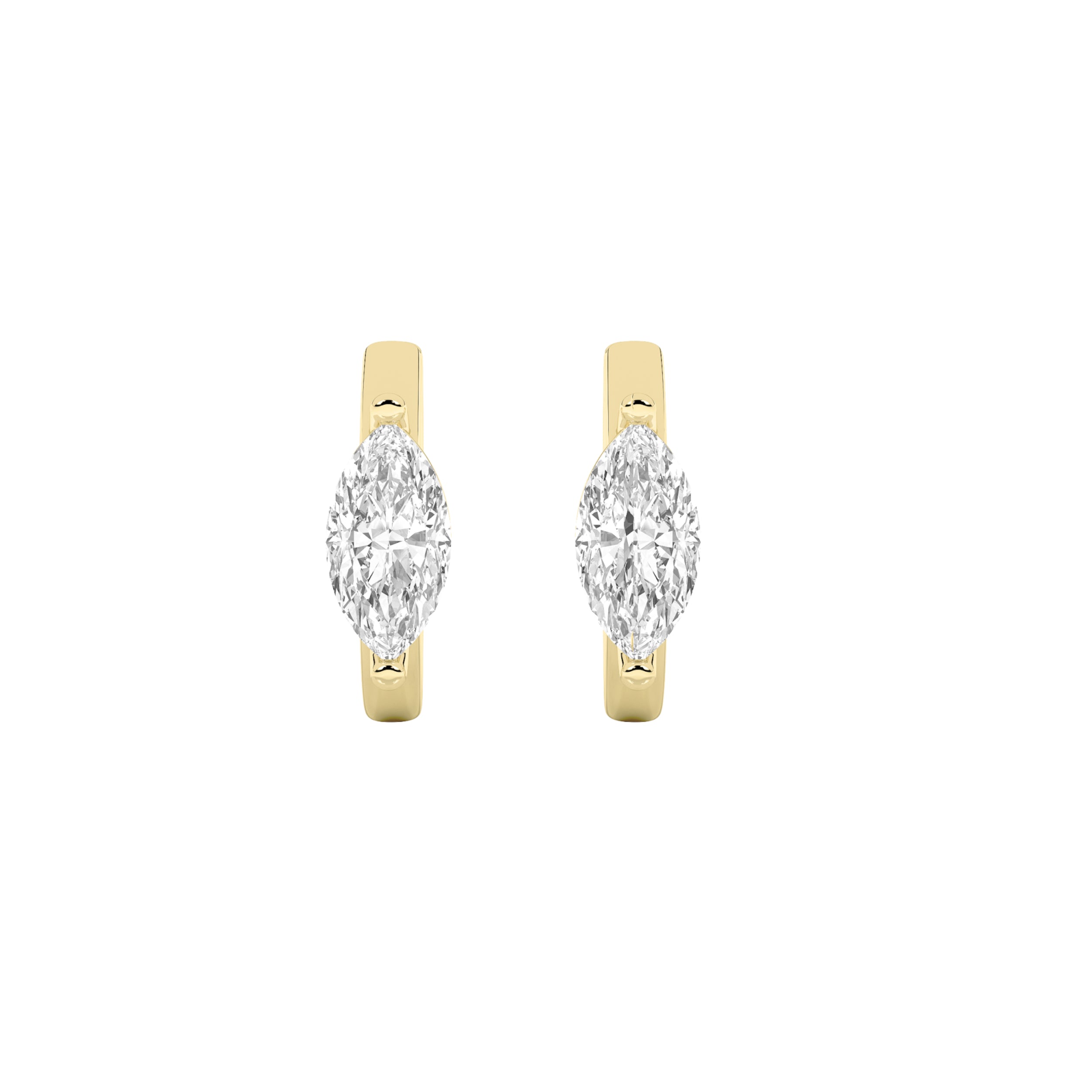 1.5Cttw Marquise Shaped Lab Grown Diamond (F/VS) Solitaire Huggie Earrings in 14K Gold