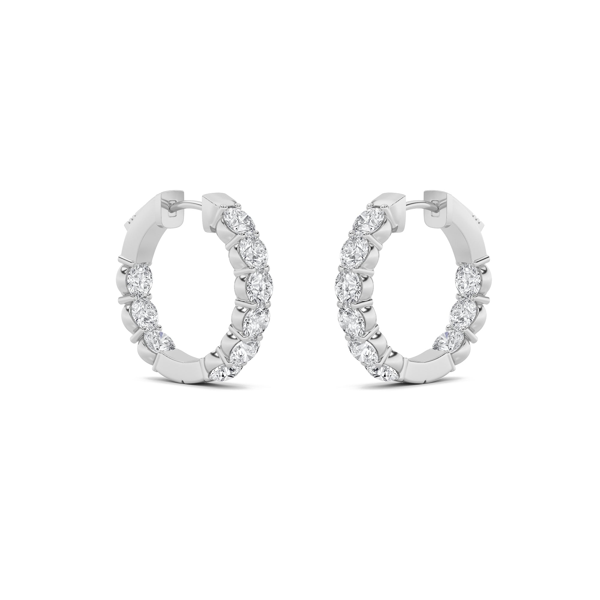 3Cttw Round Shaped Lab Grown Diamond (F/VS) Inside out Hoop Earrings in 14K Gold