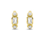 2.5Cttw Emerald Shaped Lab Grown Diamond (F/VS) Three Stone Earrings in 14K Gold