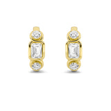 2.5Cttw Emerald Shaped Lab Grown Diamond (F/VS) Three Stone Earrings in 14K Gold