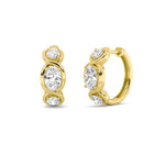 2.5Cttw Oval Shaped Lab Grown Diamond (F/VS) Three Stone Huggie Earrings in 14K Gold