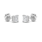 1Cttw Princess Shaped Lab Grown Diamond (F/VS) Classic Basket Set Stud Earrings in 14K Gold