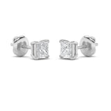 1Cttw Princess Shaped Lab Grown Diamond (F/VS) Classic Basket Set Stud Earrings in 14K Gold