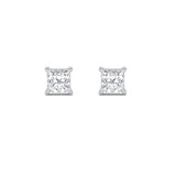1Cttw Princess Shaped Lab Grown Diamond (F/VS) Classic Basket Set Stud Earrings in 14K Gold
