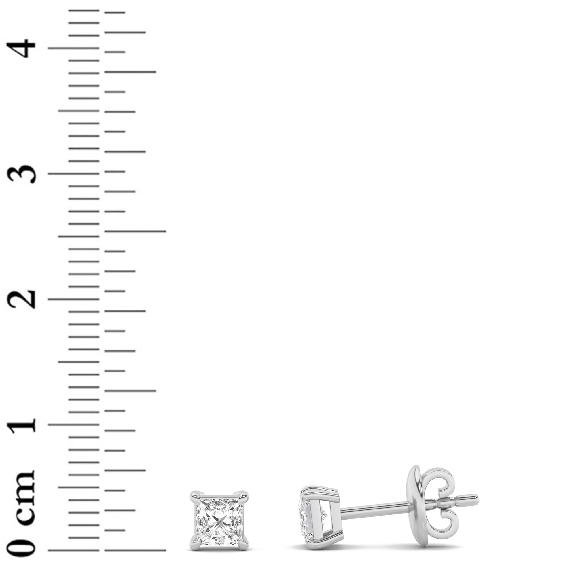 1Cttw Princess Shaped Lab Grown Diamond (F/VS) Classic Basket Set Stud Earrings in 14K Gold