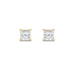1Cttw Princess Shaped Lab Grown Diamond (F/VS) Classic Basket Set Stud Earrings in 14K Gold