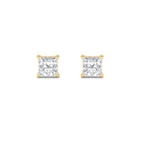 1Cttw Princess Shaped Lab Grown Diamond (F/VS) Classic Basket Set Stud Earrings in 14K Gold