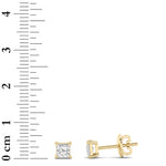 1Cttw Princess Shaped Lab Grown Diamond (F/VS) Classic Basket Set Stud Earrings in 14K Gold