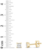 1Cttw Princess Shaped Lab Grown Diamond (F/VS) Classic Basket Set Stud Earrings in 14K Gold
