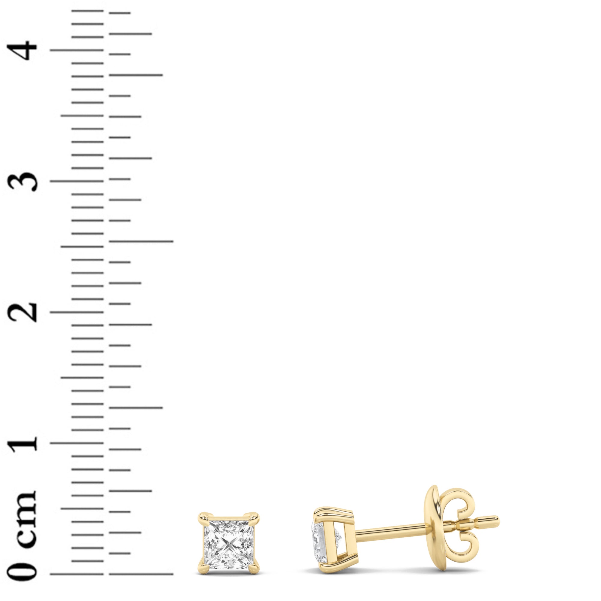 1Cttw Princess Shaped Lab Grown Diamond (F/VS) Classic Basket Set Stud Earrings in 14K Gold
