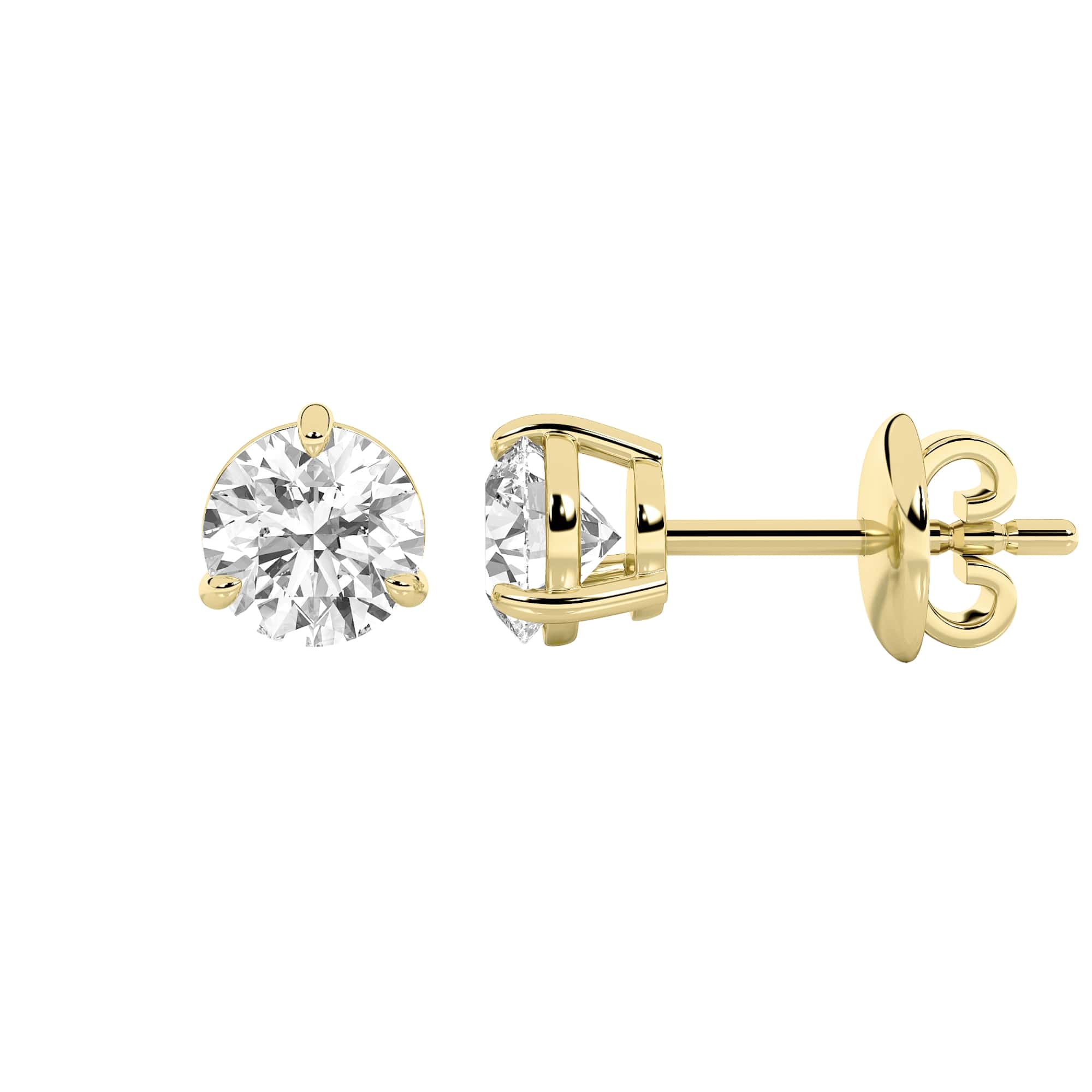 1Cttw Round Shaped Lab Grown Diamond (F/VS) Classic Basket Set Stud Earrings in 14K Gold