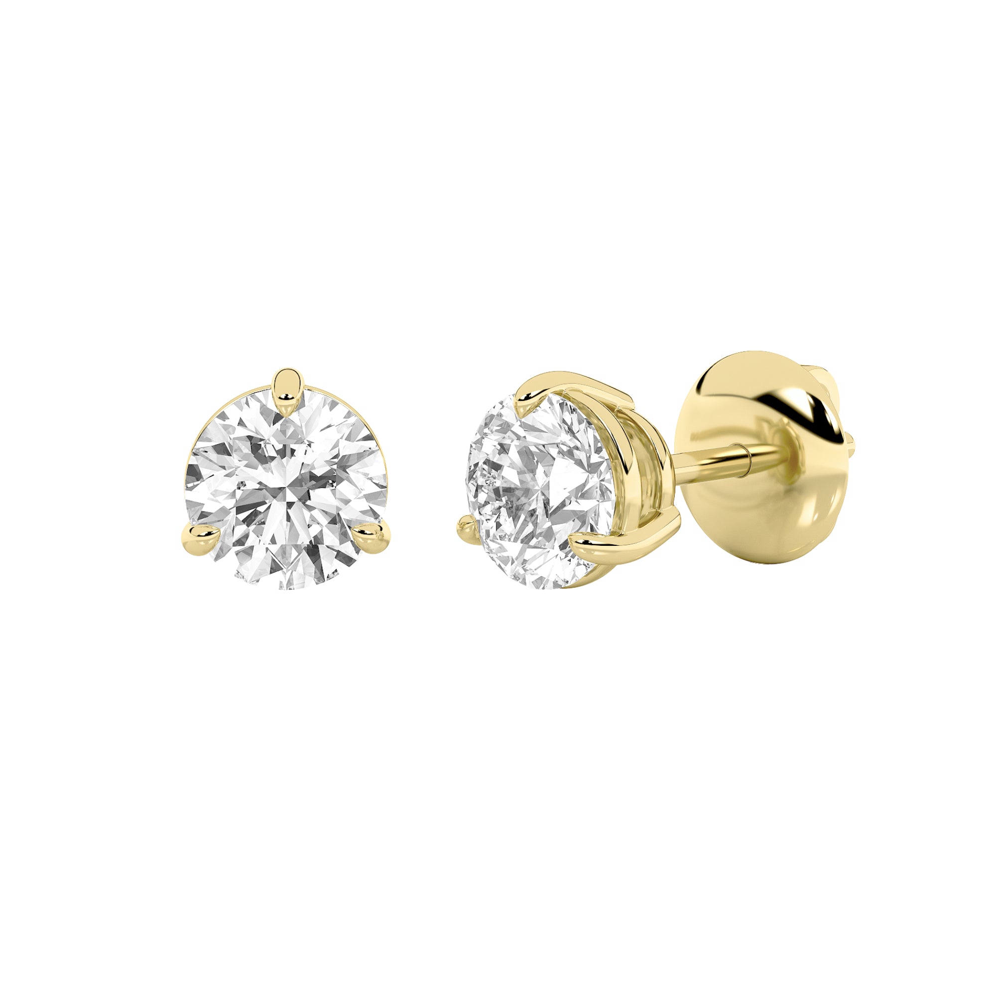 1Cttw Round Shaped Lab Grown Diamond (F/VS) Classic Basket Set Stud Earrings in 14K Gold
