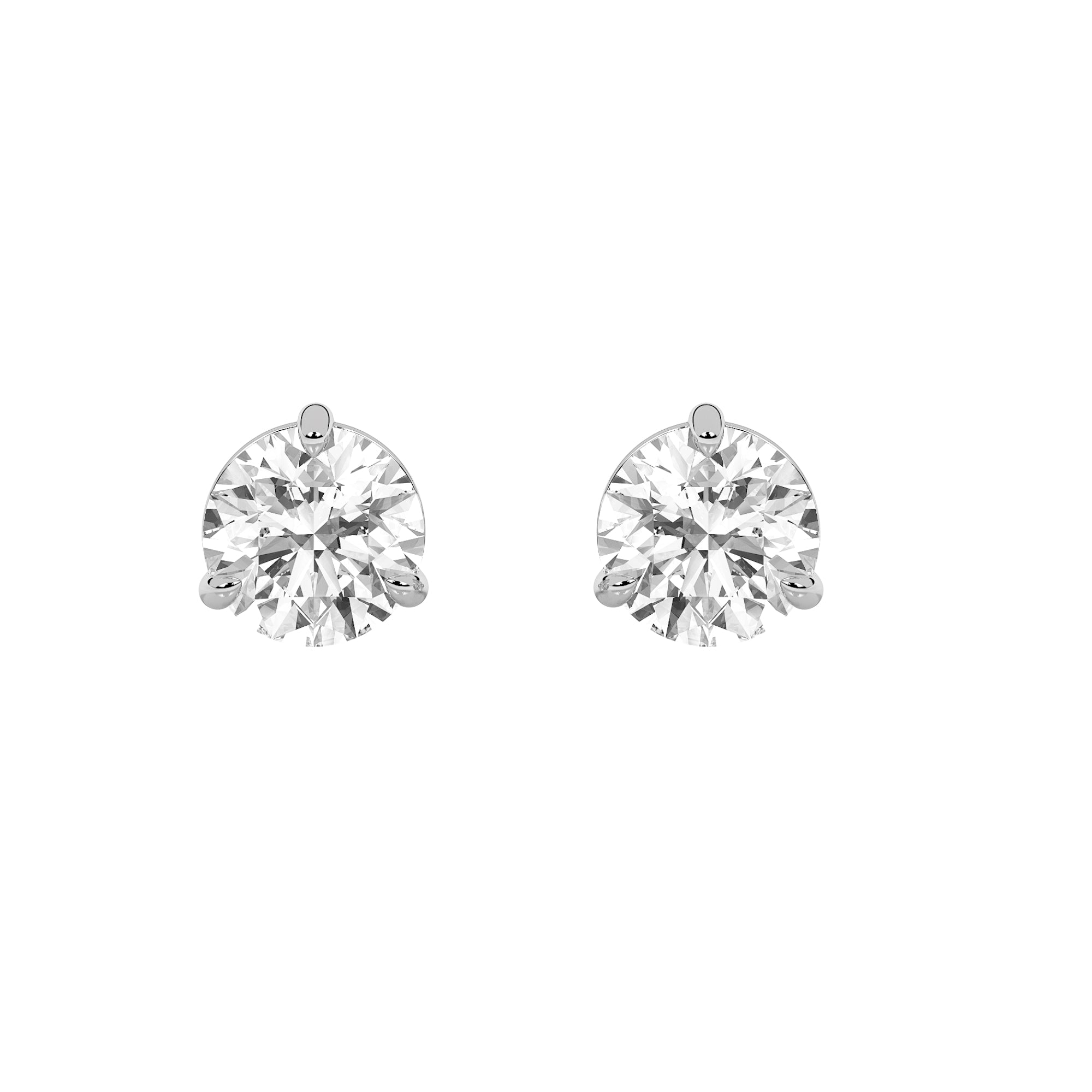 2Cttw Round Shaped Lab Grown Diamond (F/VS) Classic Basket Set Stud Earrings in 14K Gold