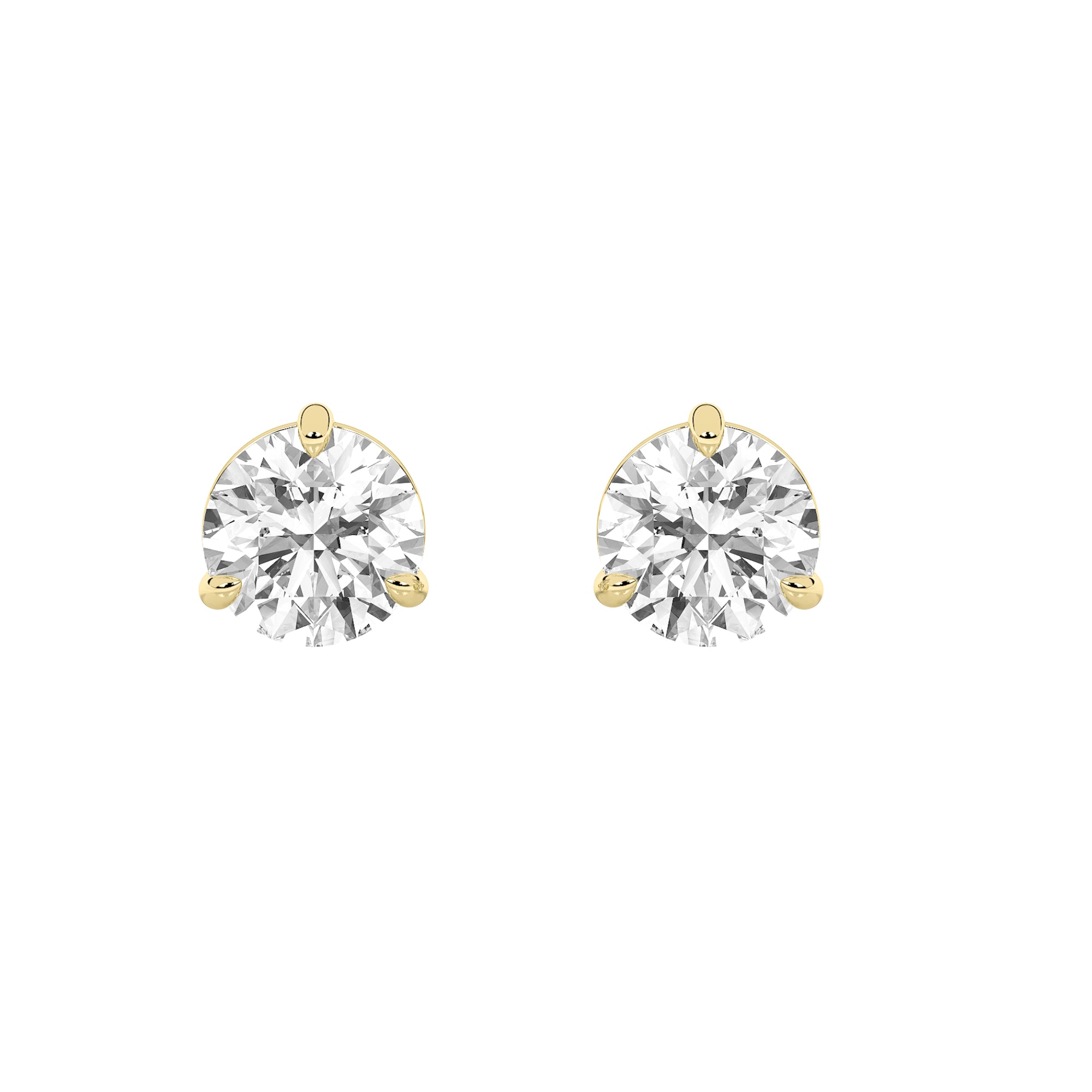 2Cttw Round Shaped Lab Grown Diamond (F/VS) Classic Basket Set Stud Earrings in 14K Gold