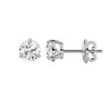 3Cttw Round Shaped Lab Grown Diamond (F/VS) Classic Basket Set Stud Earrings in 14K Gold