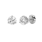 3Cttw Round Shaped Lab Grown Diamond (F/VS) Classic Basket Set Stud Earrings in 14K Gold