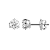 3Cttw Round Shaped Lab Grown Diamond (F/VS) Classic Basket Set Stud Earrings in 14K Gold