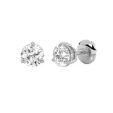 3Cttw Round Shaped Lab Grown Diamond (F/VS) Classic Basket Set Stud Earrings in 14K Gold