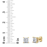 2Cttw Princess Shaped Lab Grown Diamond (F/VS) Hidden Halo Stud Earrings in 14K Gold