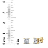 2Cttw Princess Shaped Lab Grown Diamond (F/VS) Hidden Halo Stud Earrings in 14K Gold