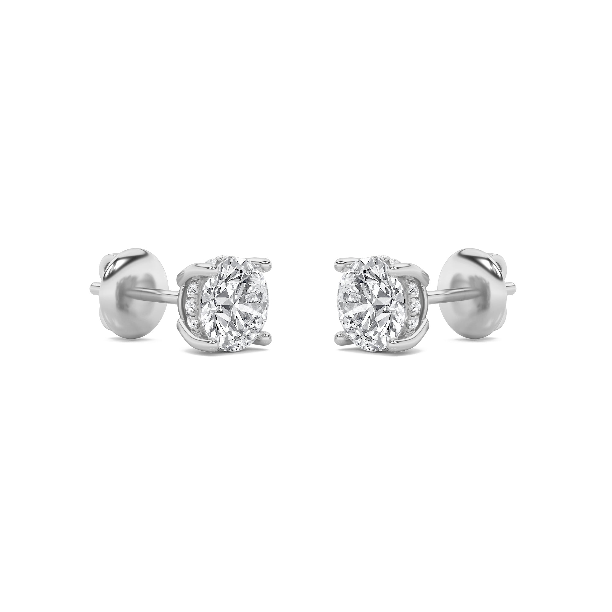 5Cttw Round Shaped Lab Grown Diamond (F/VS) Hidden Halo Stud Earrings in 14K Gold