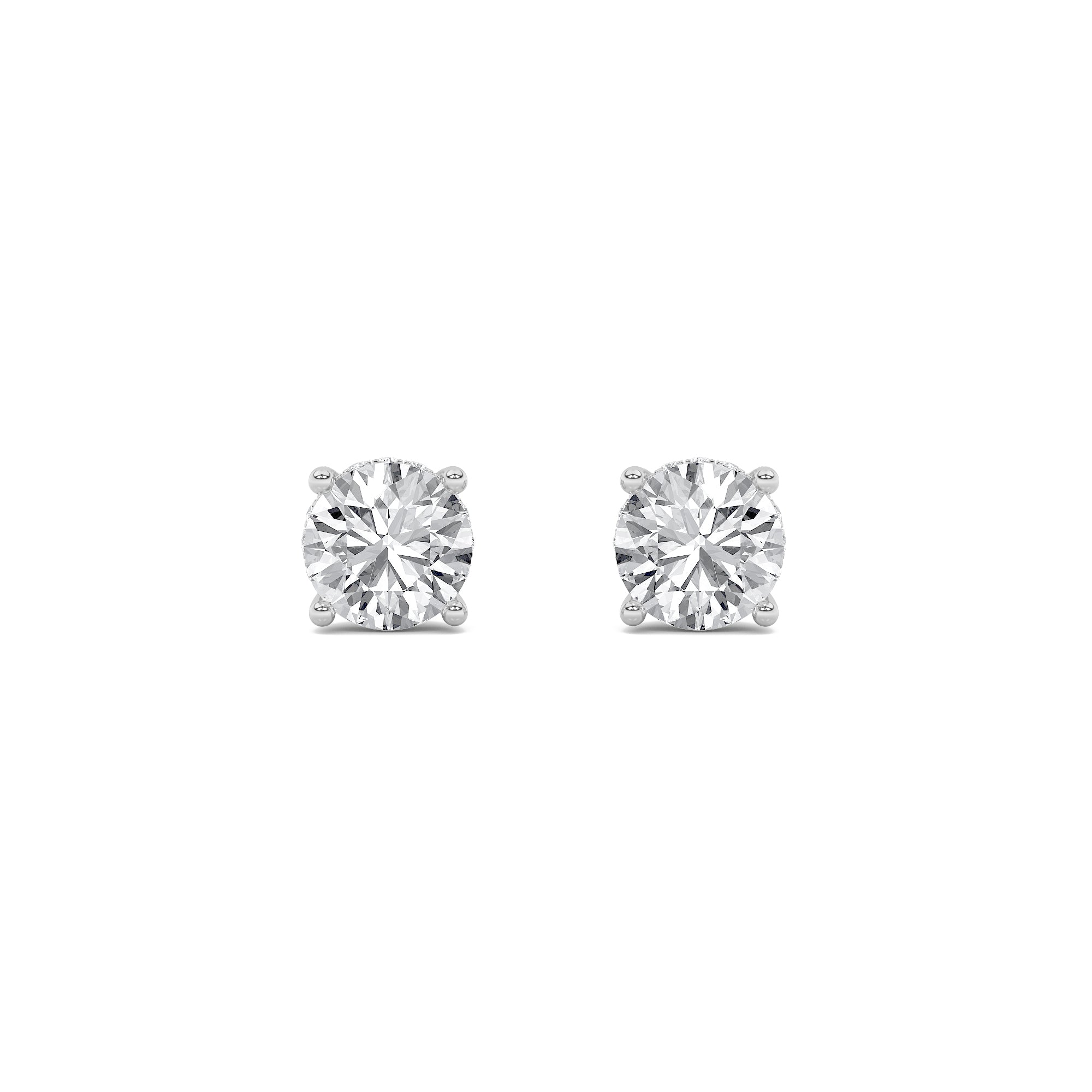 5Cttw Round Shaped Lab Grown Diamond (F/VS) Hidden Halo Stud Earrings in 14K Gold