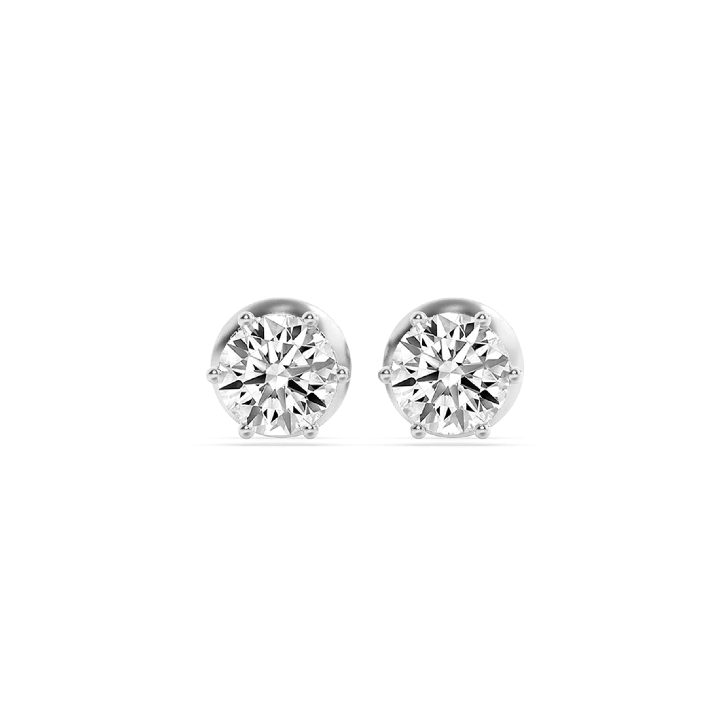 3Cttw Round Shaped Lab Grown Diamond (F/VS) Hidden Halo Stud Earrings in 14K Gold
