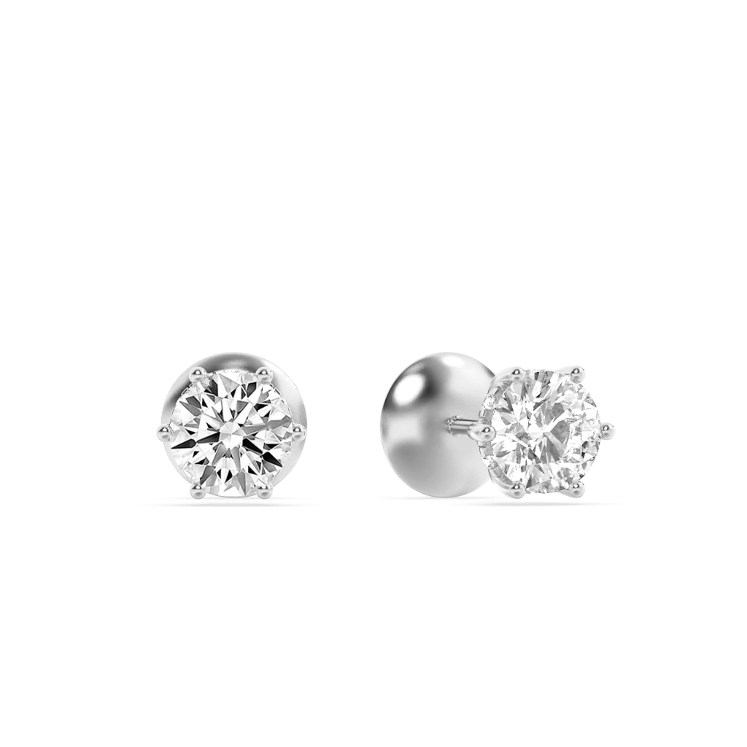 3Cttw Round Shaped Lab Grown Diamond (F/VS) Hidden Halo Stud Earrings in 14K Gold