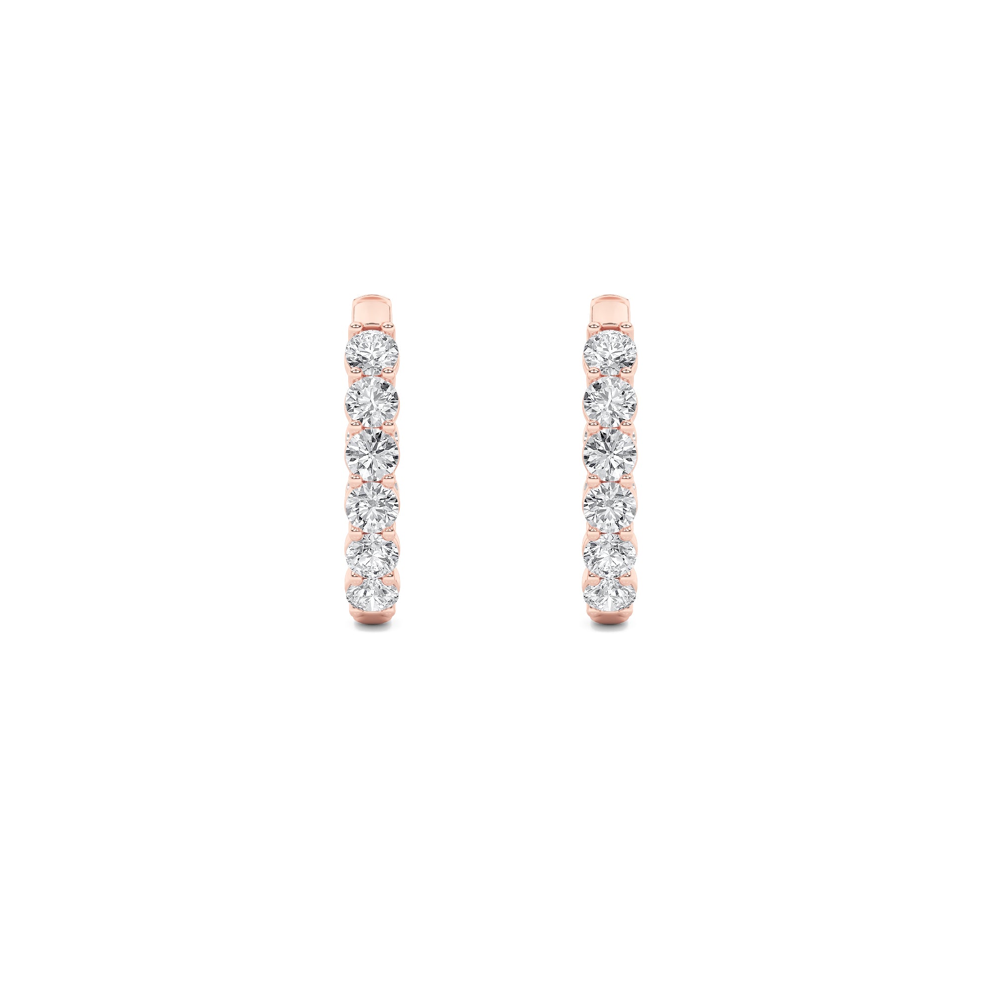 3Cttw Round Shaped Lab Grown Diamond (F/VS) Inside Out Hoop Earrings in 14K Gold