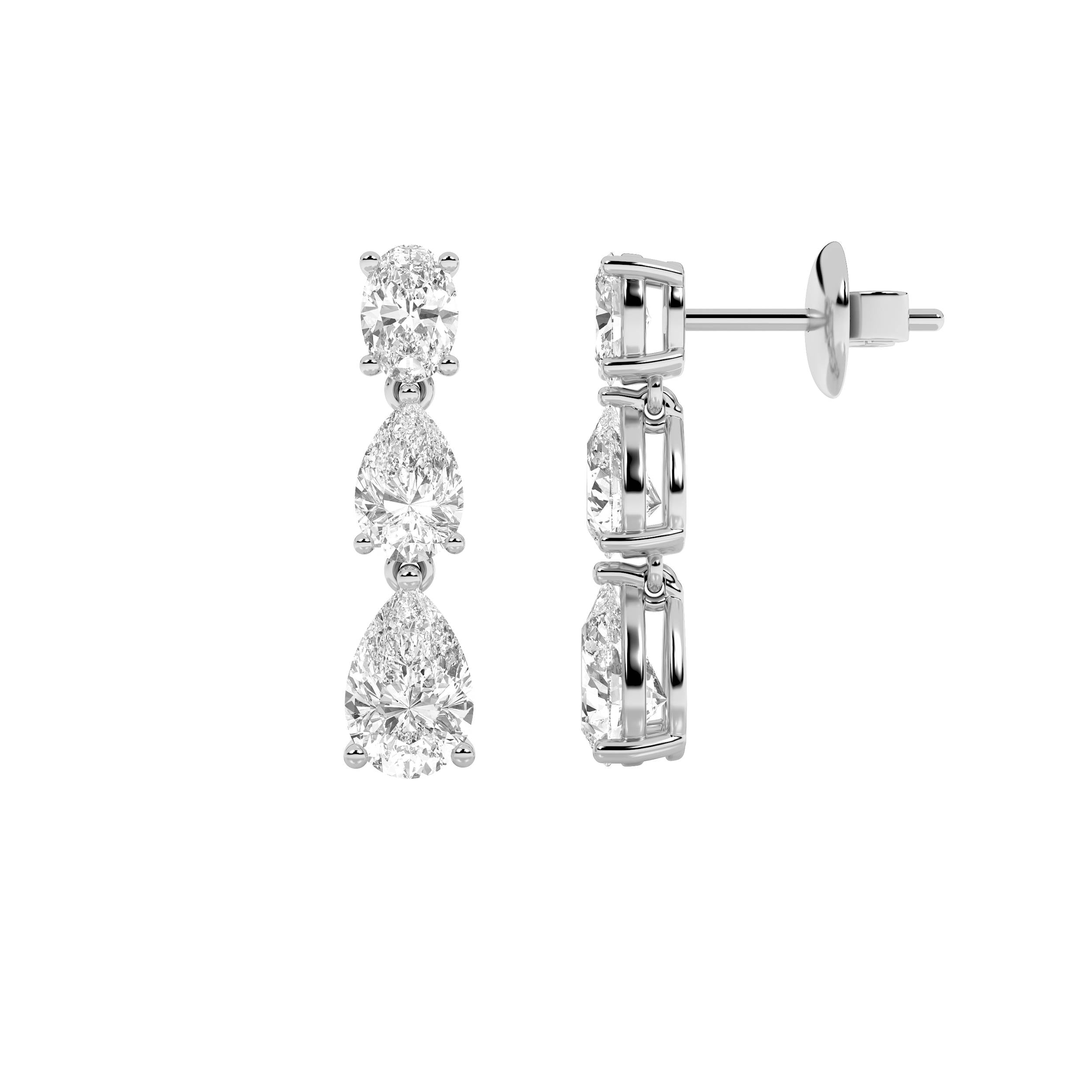 5Cttw Pear Shaped Lab Grown Diamond (F/VS) Dangle Earrings in 14K Gold