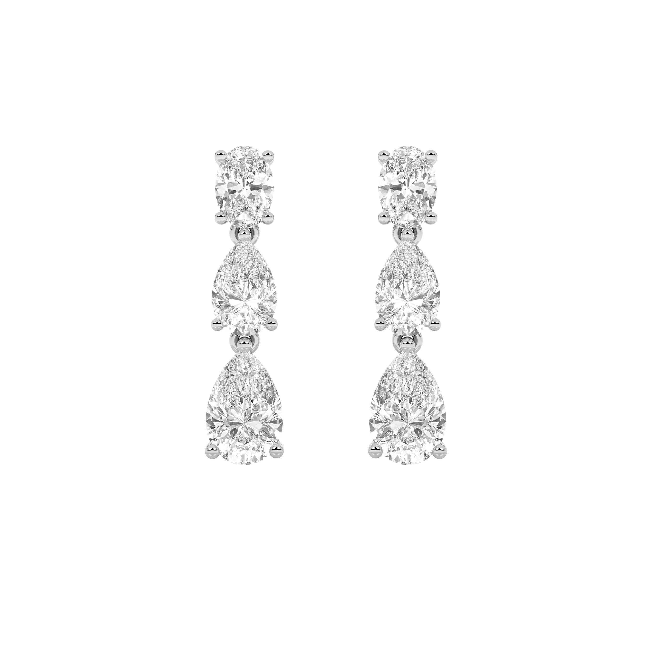 5Cttw Pear Shaped Lab Grown Diamond (F/VS) Dangle Earrings in 14K Gold