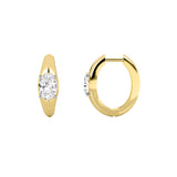 2Cttw Oval Shaped Lab Grown Diamond (F/VS) Huggie Earrings in 14K Gold