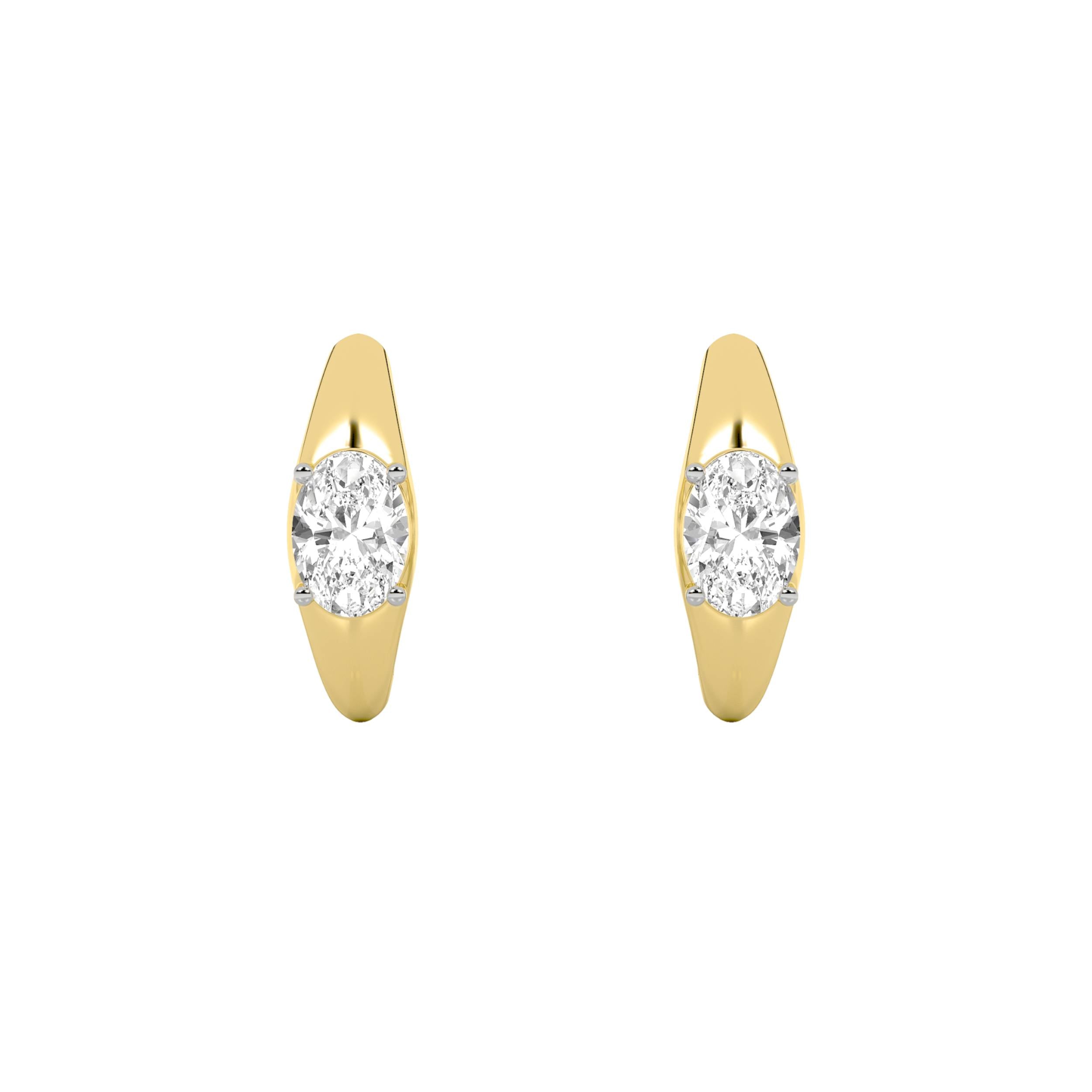 2Cttw Oval Shaped Lab Grown Diamond (F/VS) Huggie Earrings in 14K Gold