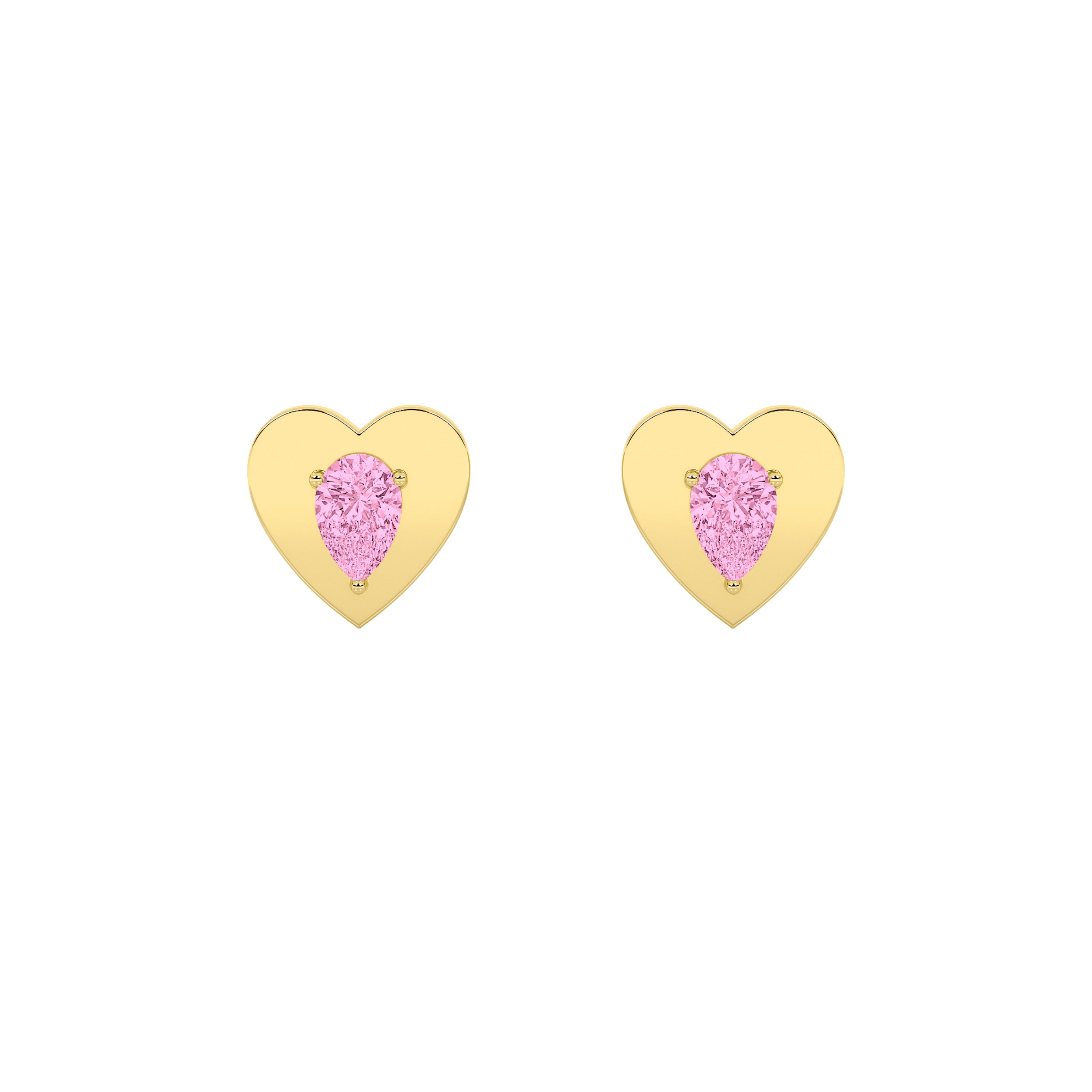 1Cttw Pear Shaped Lab Grown Diamond (F/VS) Heart Shaped Stud Earrings in 14K Gold