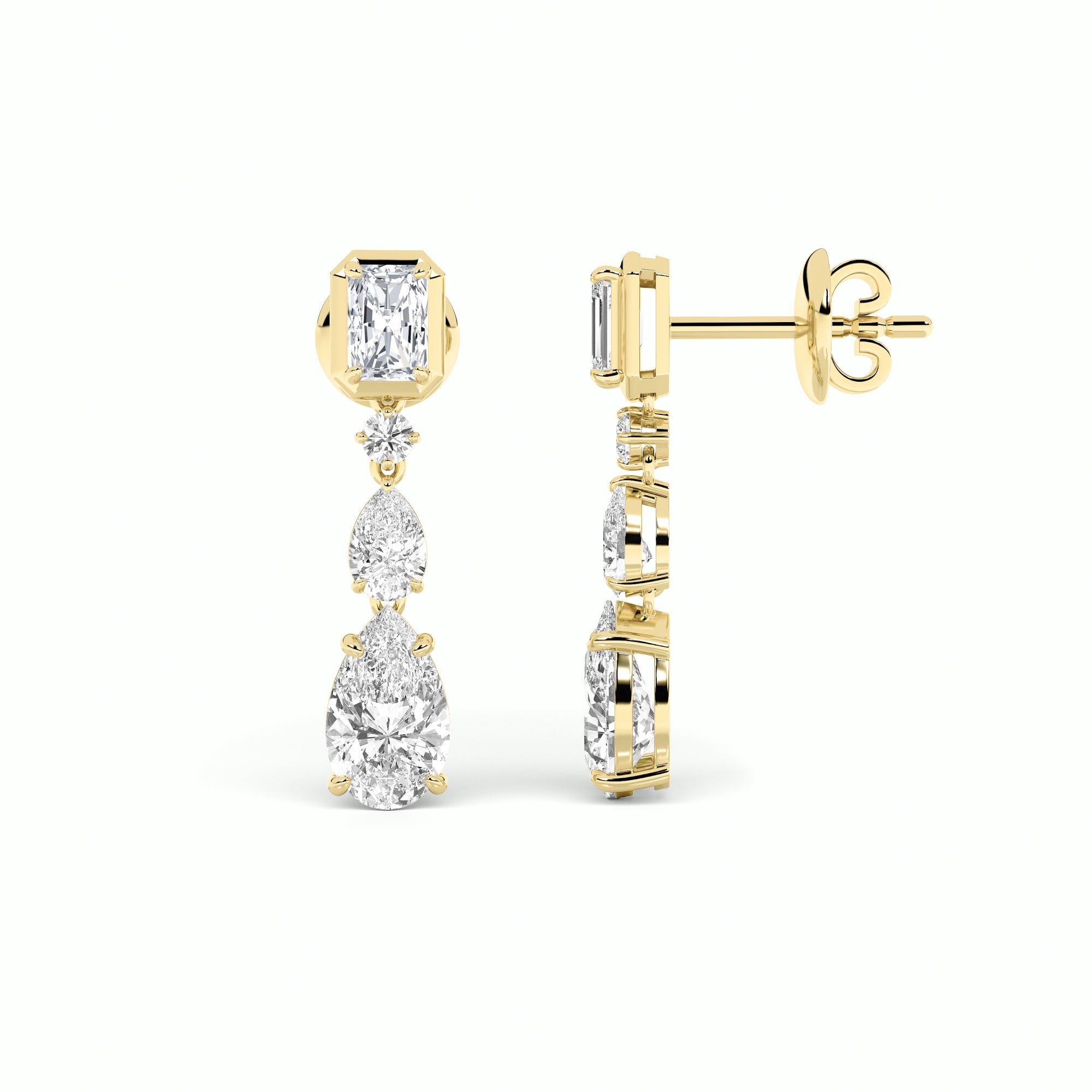 5.5Cttw Radiant Shaped Lab Grown Diamond (F/VS) Dangle Earrings in 14K Gold