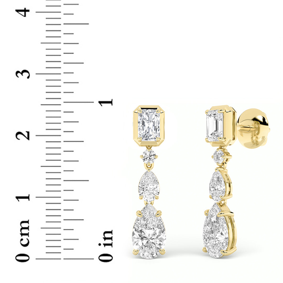 5.5Cttw Radiant Shaped Lab Grown Diamond (F/VS) Dangle Earrings in 14K Gold