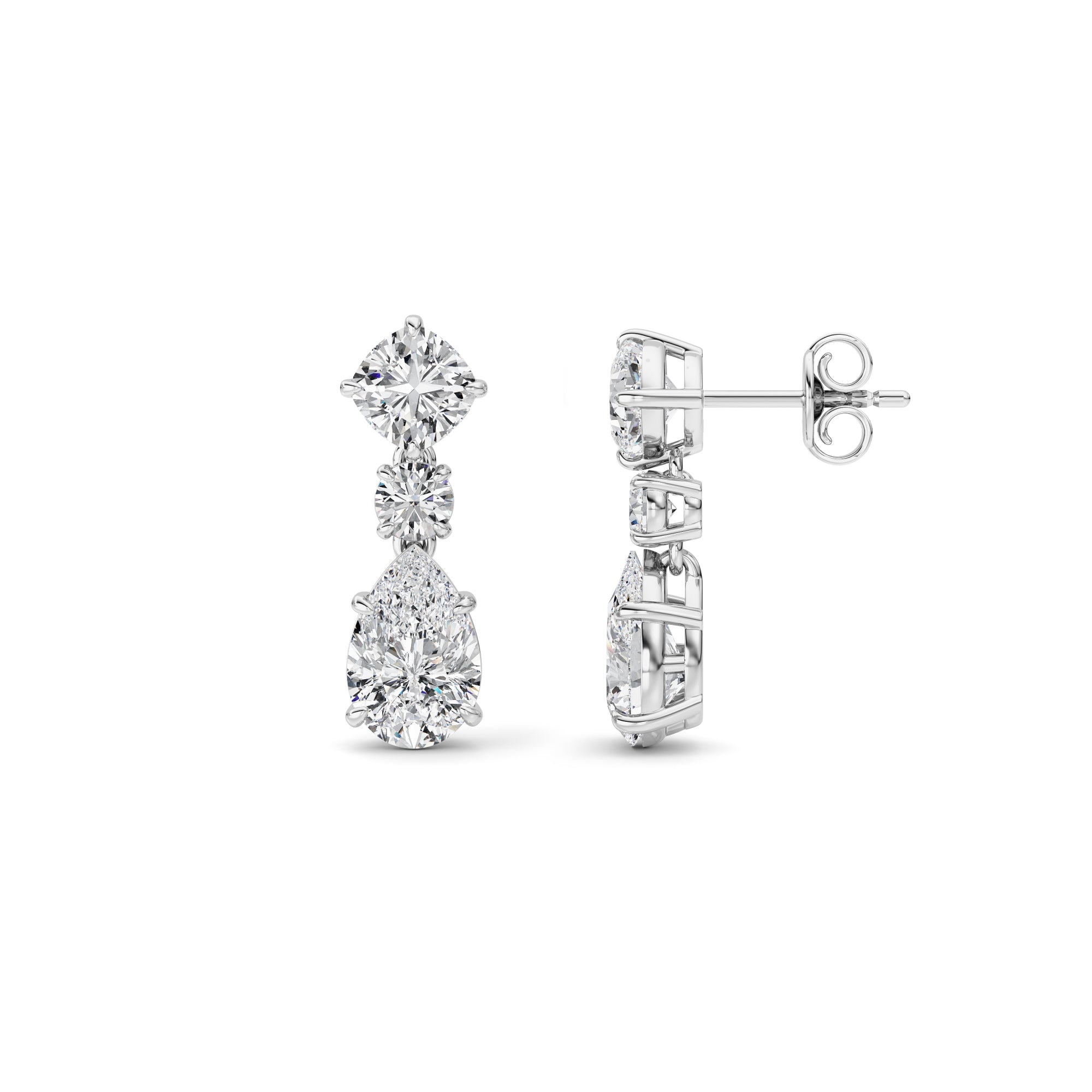 5Cttw Pear Shaped Lab Grown Diamond (F/VS) Dangle Earrings in 14K Gold