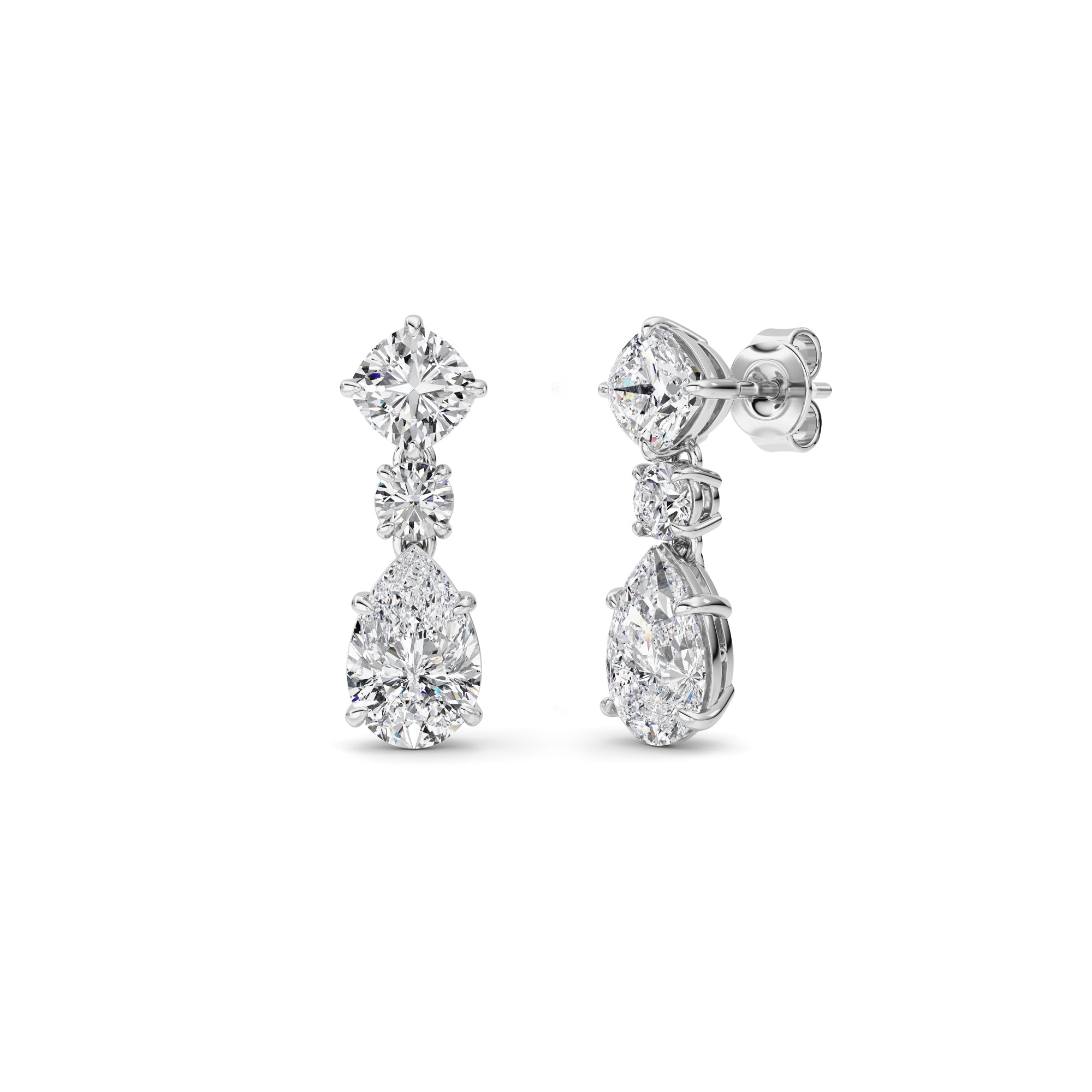 5Cttw Pear Shaped Lab Grown Diamond (F/VS) Dangle Earrings in 14K Gold