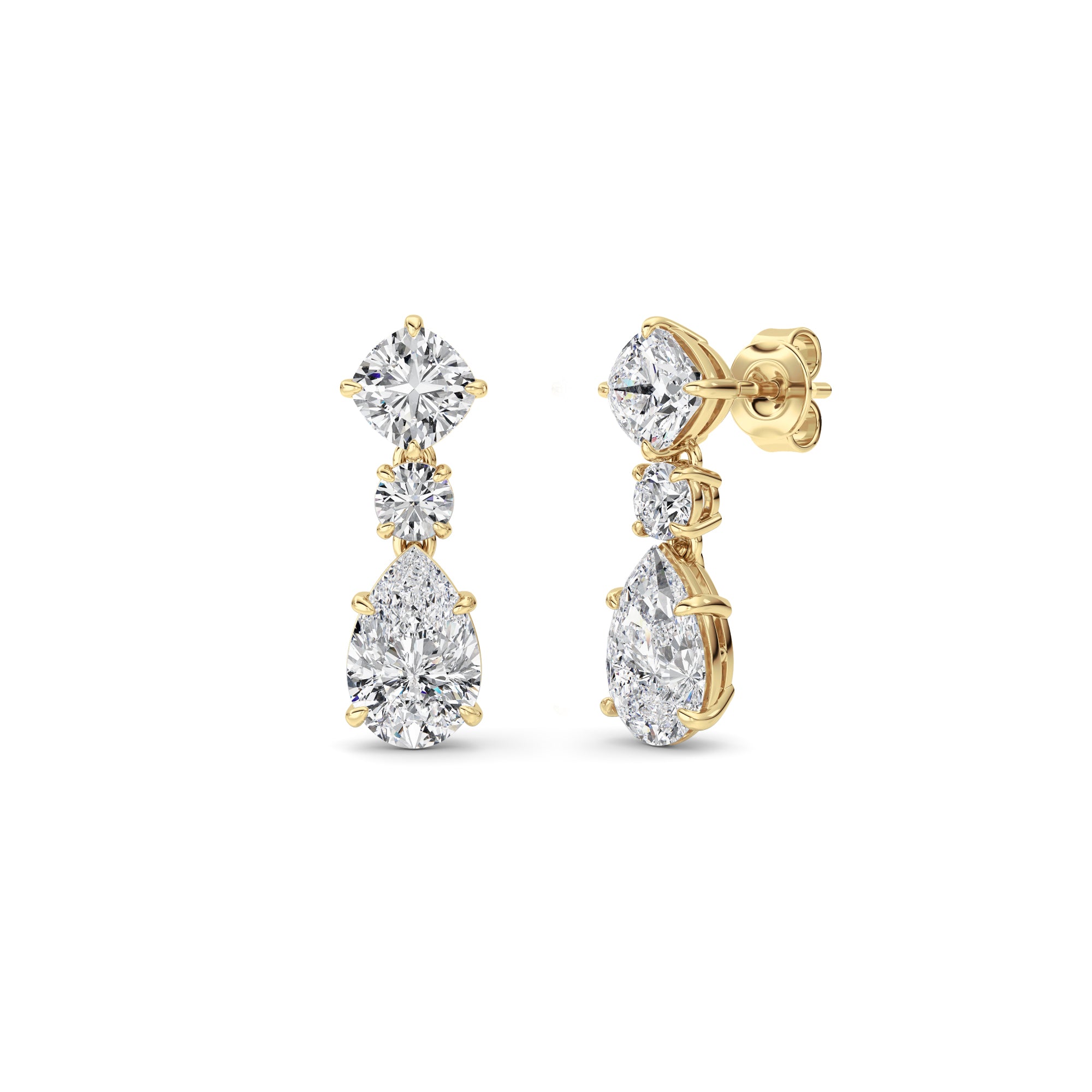 5Cttw Pear Shaped Lab Grown Diamond (F/VS) Dangle Earrings in 14K Gold