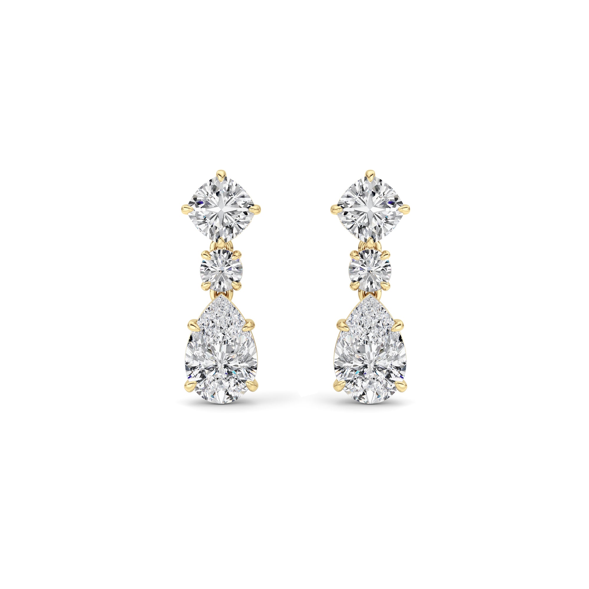 5Cttw Pear Shaped Lab Grown Diamond (F/VS) Dangle Earrings in 14K Gold