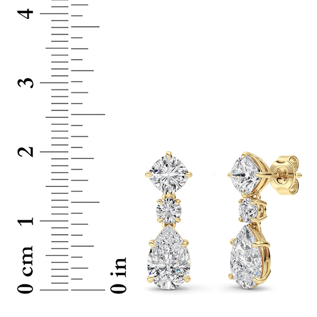 5Cttw Pear Shaped Lab Grown Diamond (F/VS) Dangle Earrings in 14K Gold
