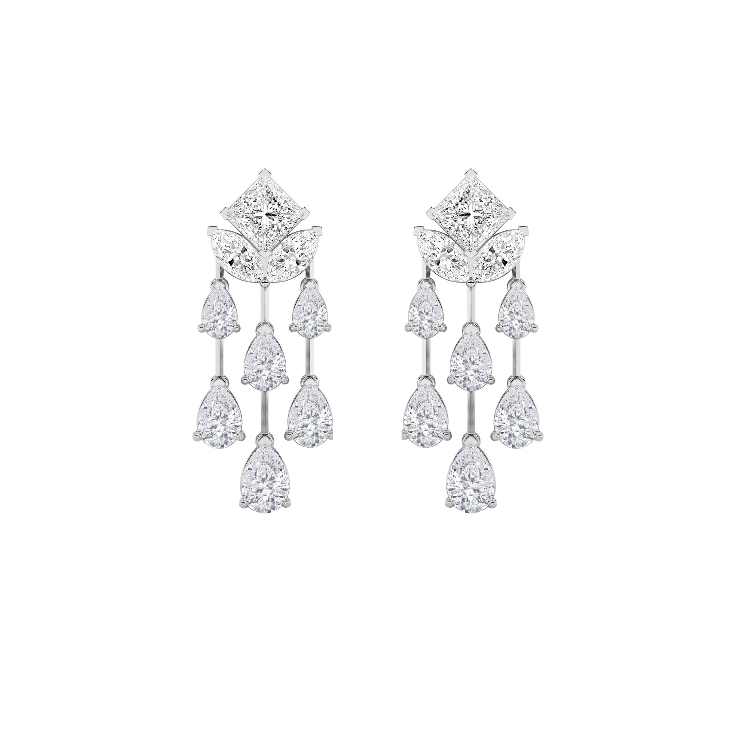 7Cttw Princess Shaped Lab Grown Diamond (F/VS) Dangle Earrings in 14K Gold
