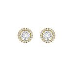 3Cttw Round Shaped Lab Grown Diamond (F/VS) Halo Stud  Earrings in 14K Gold