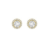 3Cttw Round Shaped Lab Grown Diamond (F/VS) Halo Stud  Earrings in 14K Gold