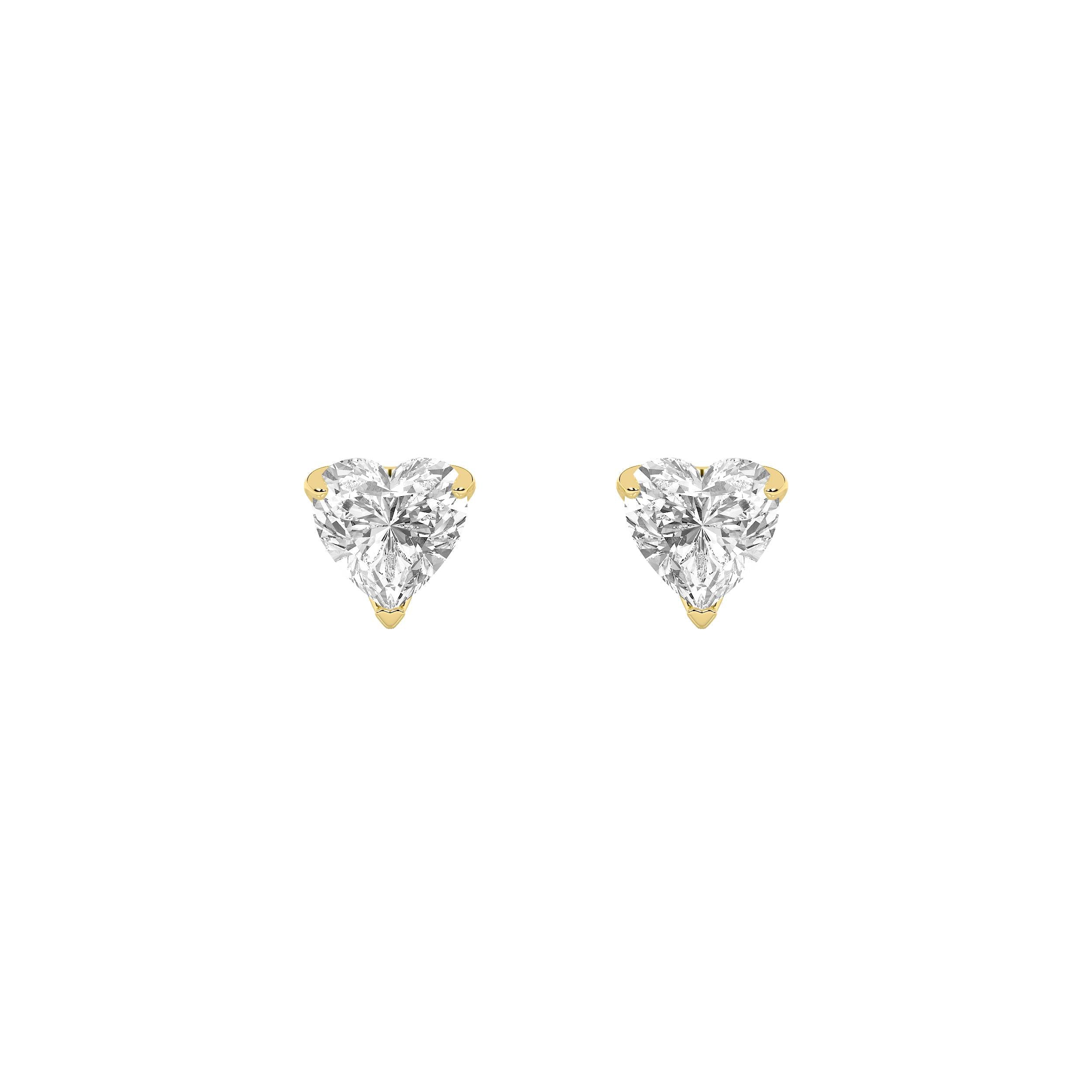 2Cttw Heart Shaped Lab Grown Diamond (F/VS) Heart Shaped Earrings in 14K Gold