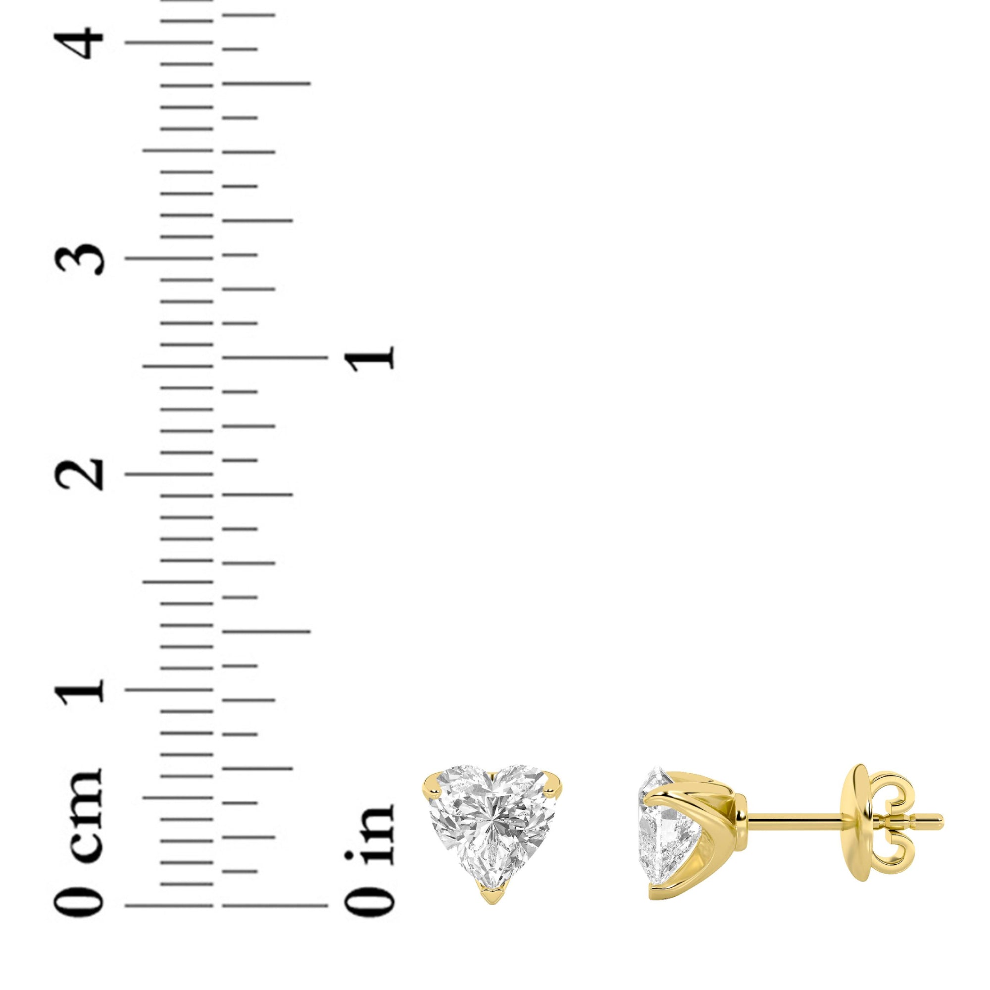 2Cttw Heart Shaped Lab Grown Diamond (F/VS) Heart Shaped Earrings in 14K Gold