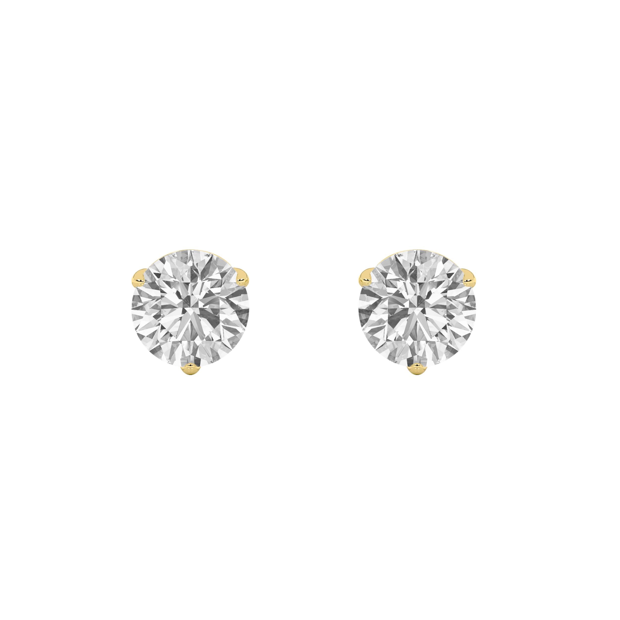 4Cttw Round Shaped Lab Grown Diamond (F/VS) Stud Earrings in 14K Gold