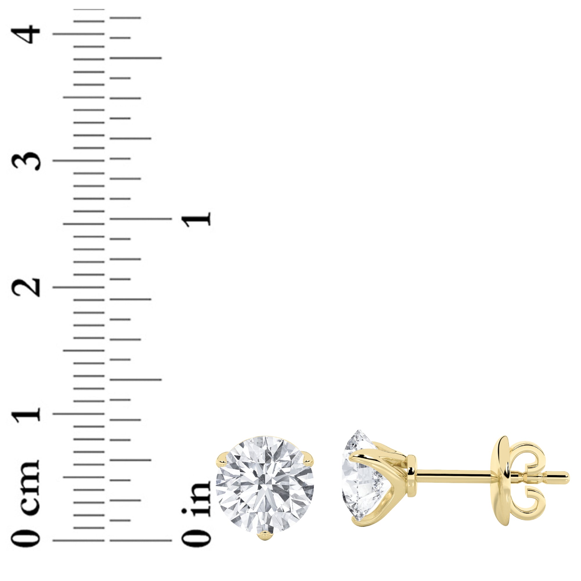 4Cttw Round Shaped Lab Grown Diamond (F/VS) Stud Earrings in 14K Gold