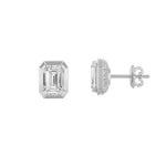 3Cttw Emerald Shaped Lab Grown Diamond (F/VS) Sud Earrings in 14K Gold